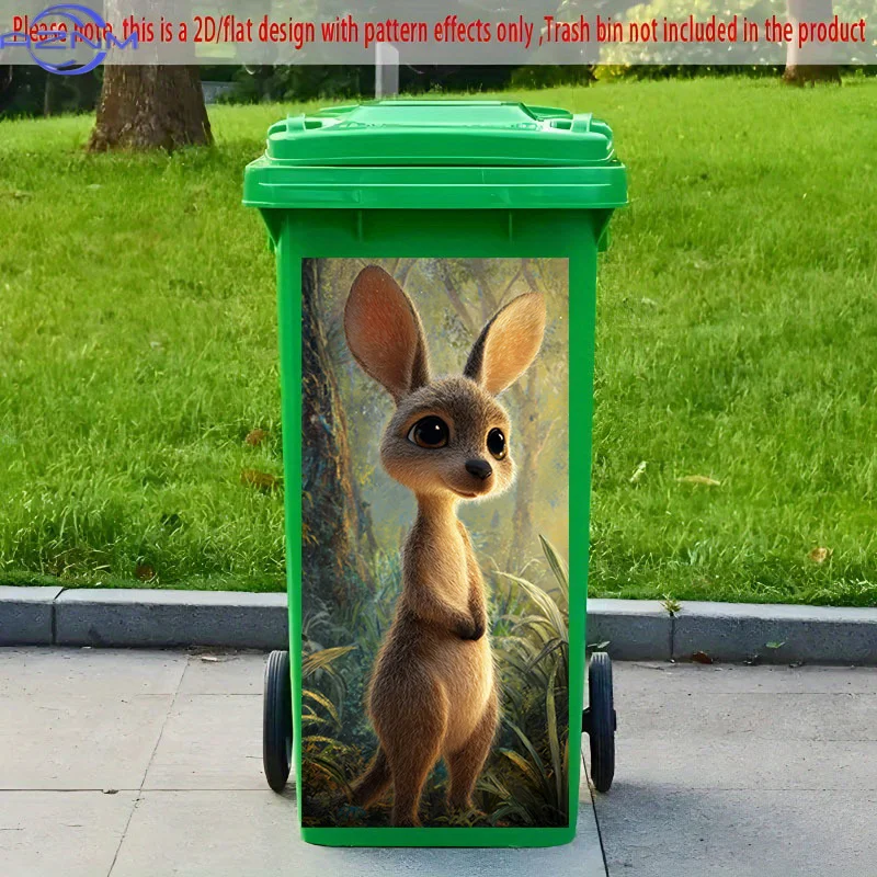 2D Flat Printing] 1pc 2D Pattern Printed Kitchen Trash Can Sticker XCm Forest Cute Kangaroo Theme Kitchen Home Decor Wall Stic