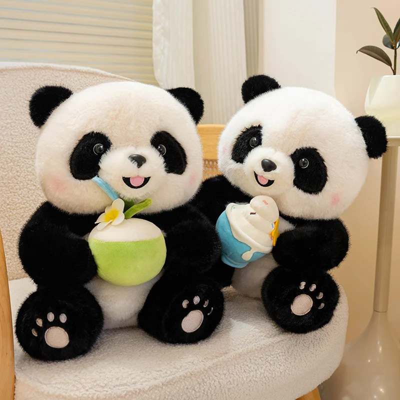 

Cartoon Cute Panda Plush Toy Kawaii Stuffed Animals Panda Hug Hamburger Fries Plushies Doll Soft Kids Toys for Girls Gifts