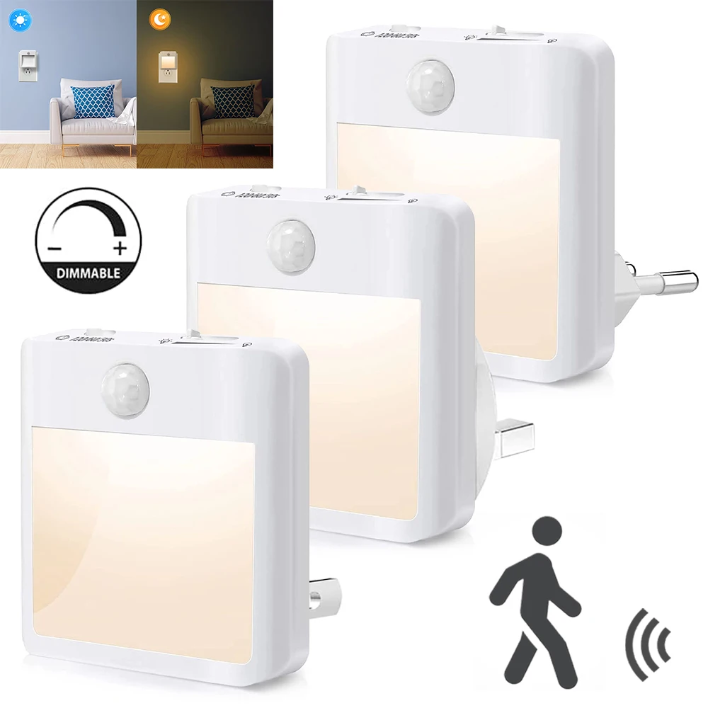 

New Stylish Dimmable Wireless LED Motion Sensor Night Lights for Bedroom - Auto Dusk to Dawn Sensor - Elegant Cabinet Lamp for H