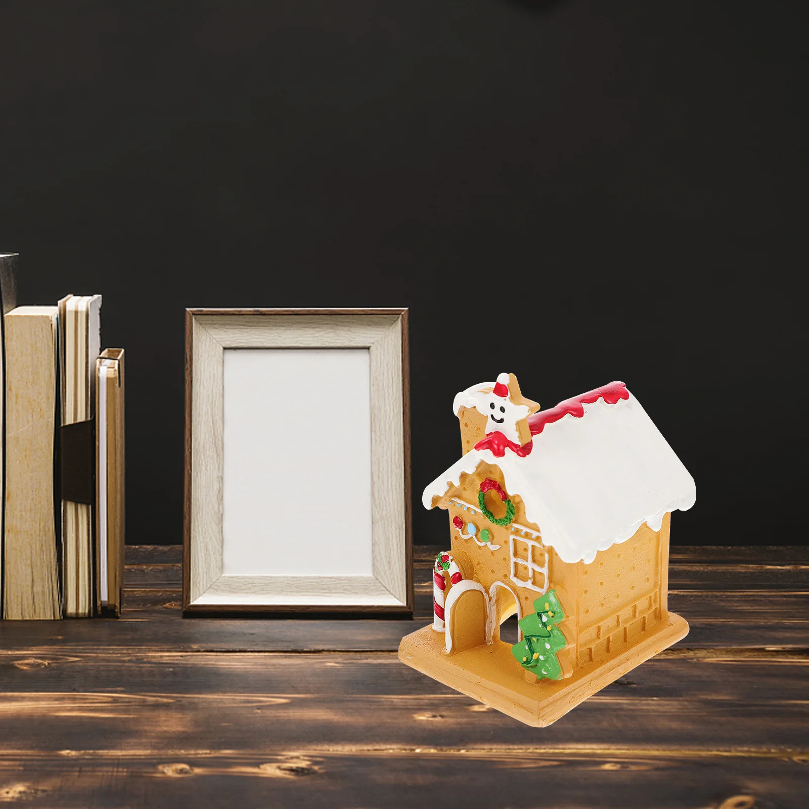 

Miniature Christmas Glowing House Resin Small House Xmas Party Decoration Tabletop Bookshelf Wall Christmas Village Houses