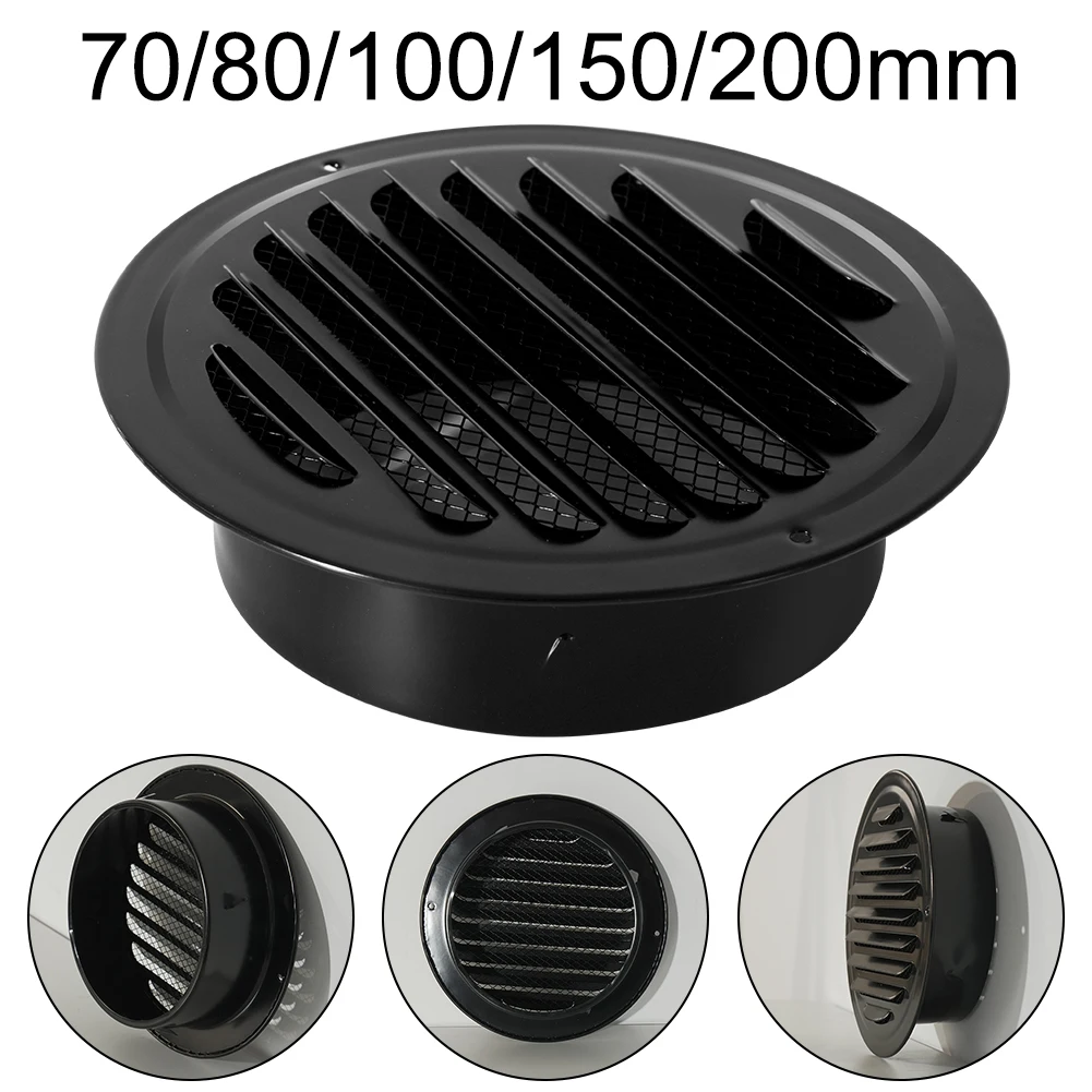 70-200mm Stainless Steel Exterior Wall Air Outlet Vent Grille Round Duct Cap Air Ventilation Cover Mesh Hole Ventilation System