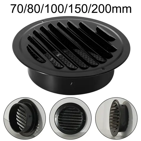 70-200mm Stainless Steel Exterior Wall Air Outlet Vent Grille Round Duct Cap Air Ventilation Cover Mesh Hole Ventilation System