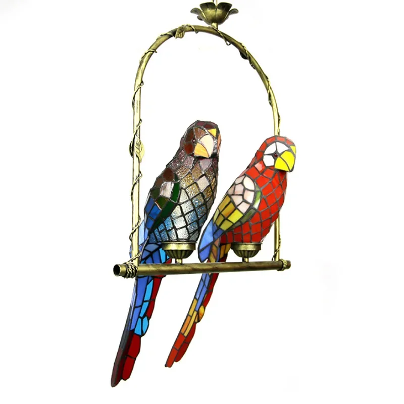 Creative Parrot LED Pendant Lamp Color Glass Hanging Light for Bedroom Study Aisle Modern Home Decorative Lighting