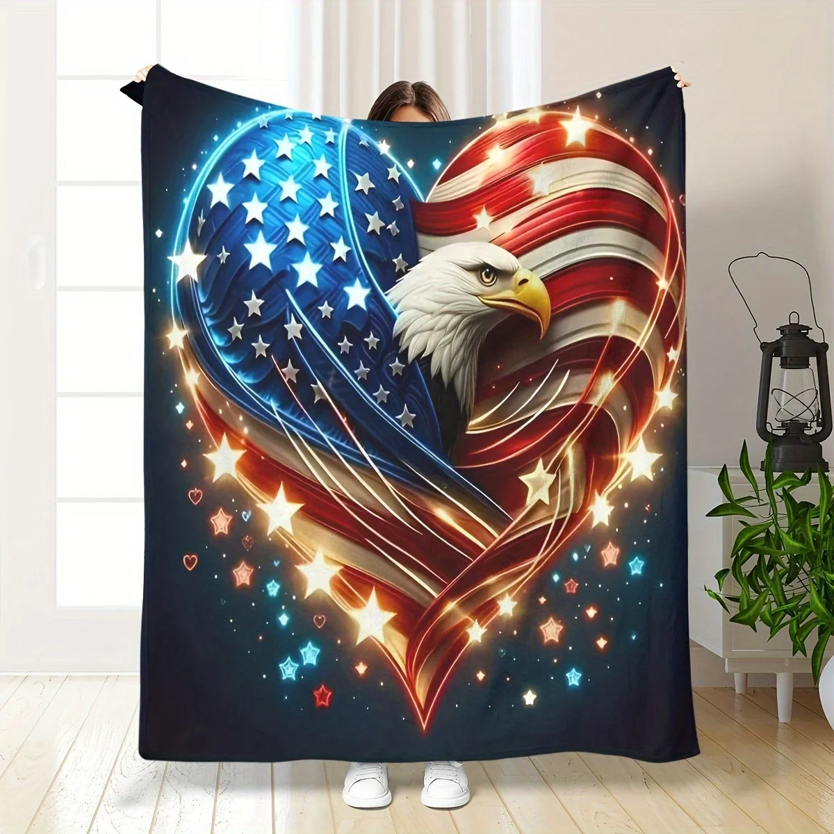 Eagle Print Flannel Blanket, Soft and Comfortable Air Conditioner Blanket, Office, Camping Travel Blanket, Warm Blanket, Suitabl