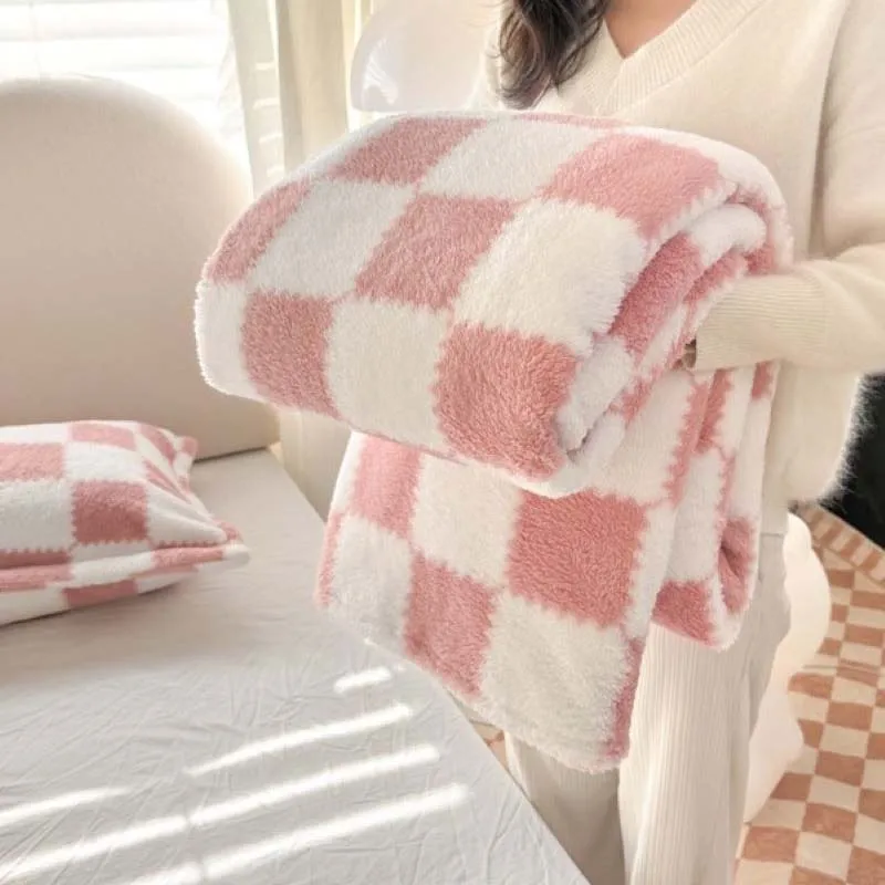 pink white flannel panda fleece soft and comfortable blanket nap blanket suitable for sofa bed sofa office suitable