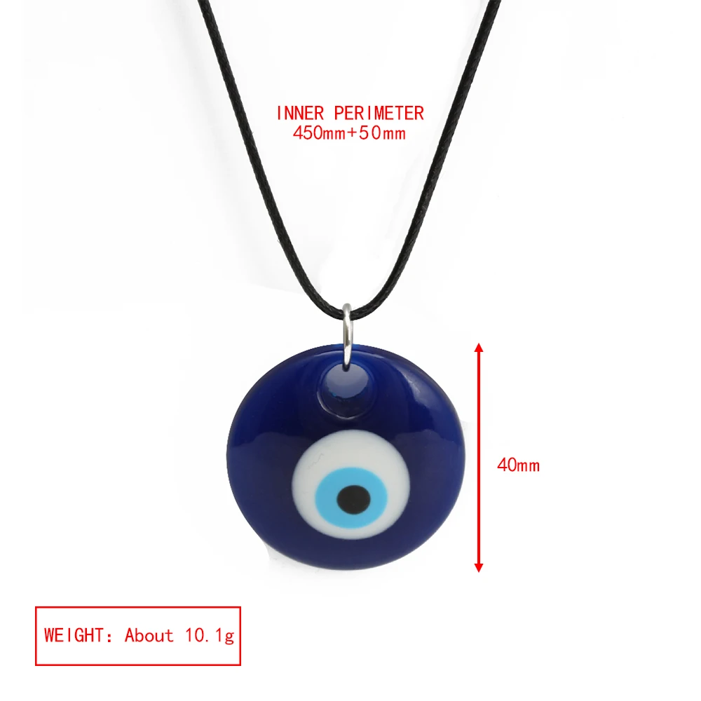 Lucky Eye Plastic Round Pendant Necklace Leather Rope Chain Turkish Evil Eye Necklace for Women Men Jewelry collar collier שרשרת