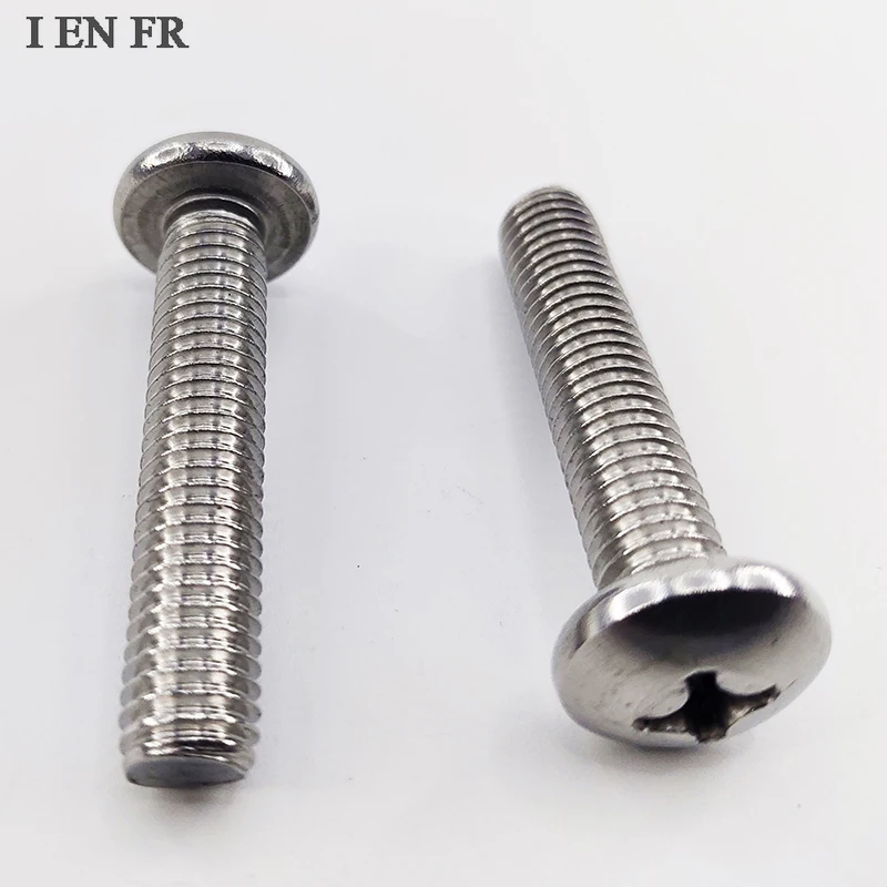 50개/묶음 M0.8 M1 M1.2 M1.4 M1.6 M2 M2.5 M3 M4 미니 마이크로 소형 GB818 304 스테인리스 스틸 십자 팬 헤드 나사 원형 볼트