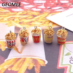 3D -Popcornharz -Reiz für Schmuck, Kawaii -Simulation, Lebensmittelhandwerk, Ohrringe für Ohrring, Halskette, Schlüsselanhänger, DIY, 10 Stücke 10 Hauptverkaufsanhänger Popcorn - №10