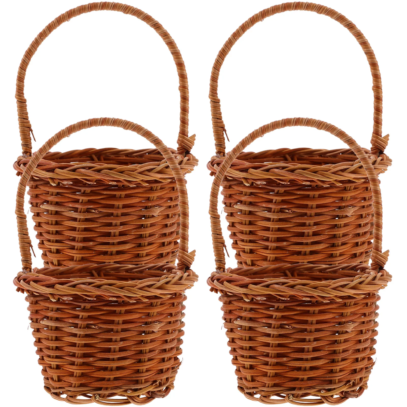 

4Pcs Hand-Woven Flower Baskets Small Portable Basket for Wedding Decor DIY Arrangement Multipurpose Desktop Ornament