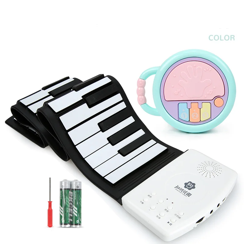 Piano enroulable en silicone 47 prédire, portable et pliable, clavier souple coloré, piano électronique, touche arc-en-ciel aste