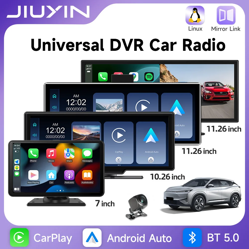 

7/10/11.26 inch 4K DVR Wireless CarPlay Android Auto Dash Cam Bluetooth Audio GPS Navigation Dashboard Dual Lens Video Recorder