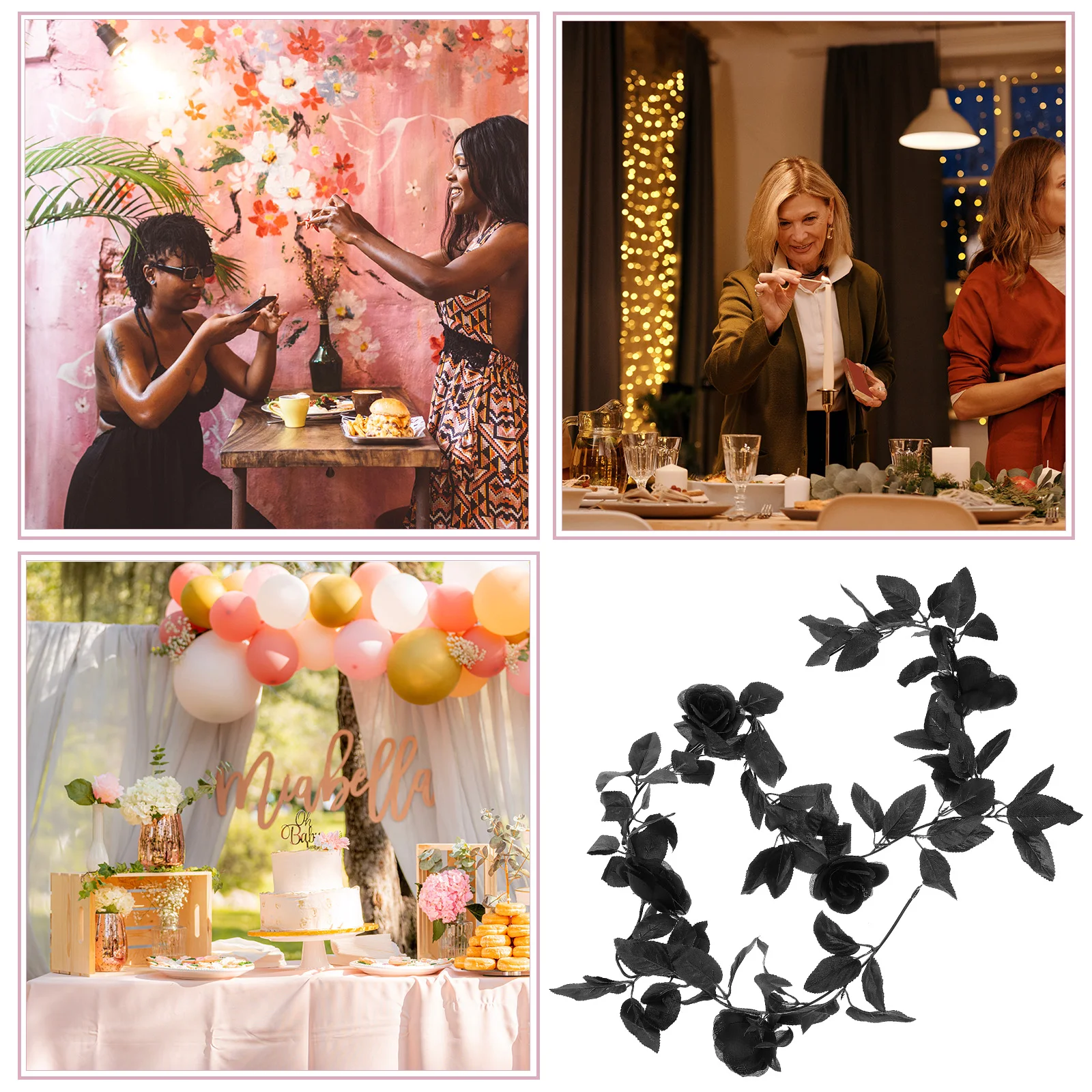 

Abaodam Artificial Flower Wreath Rose Garland Vine Decor Polyester Floral for Home Wedding Decoration