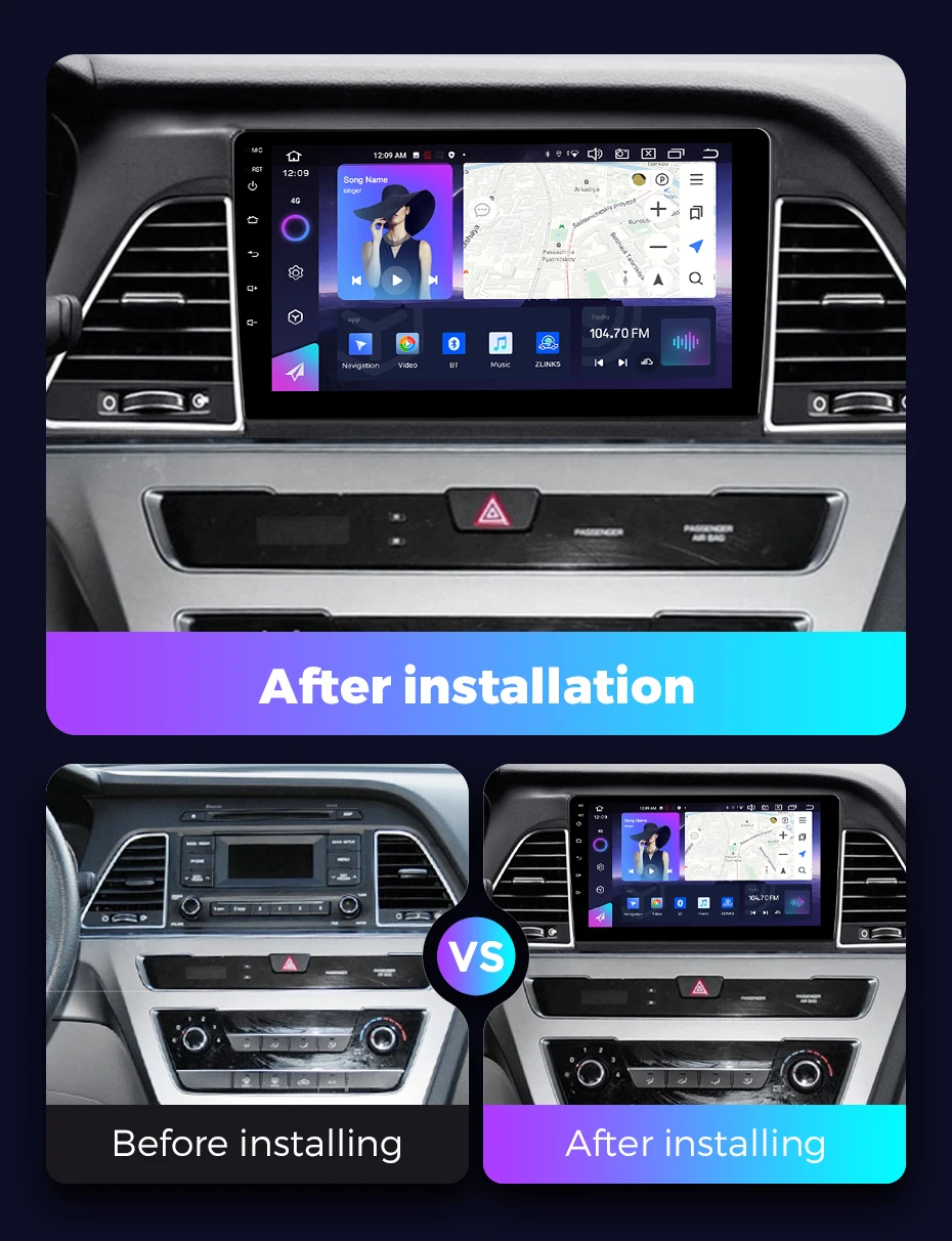 QLED Screen Andorid 13 Car Radio Multimedia Video Player GPS Navigaiton Carplay For Hyundai Sonata 7 LF 2014 - 2017 2018 2019