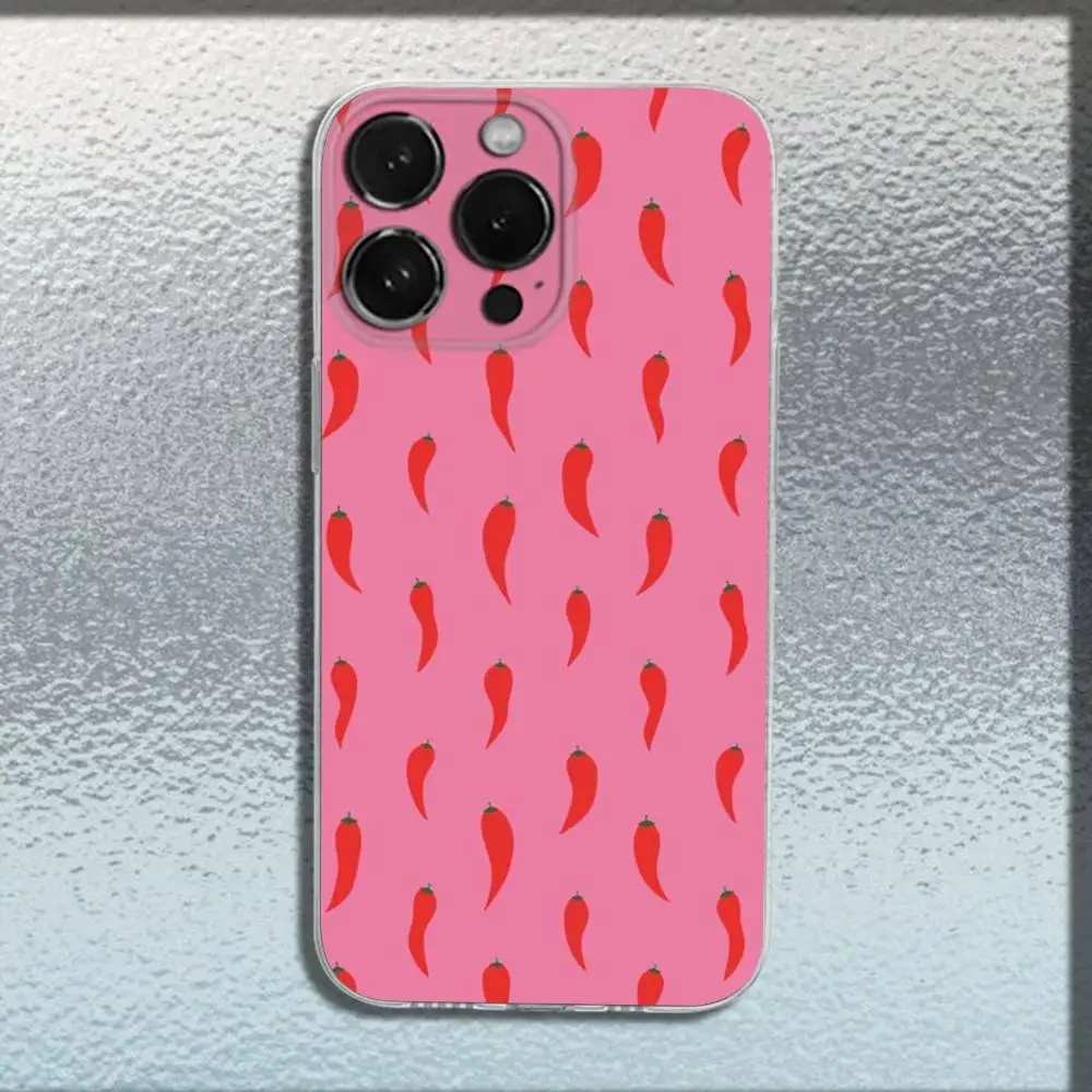 귀여운 칠리 아트 폰 케이스 아이폰 17,16,15,14,13,12,프로,맥스,플러스,E,SE4,에어,미니 투명 커버