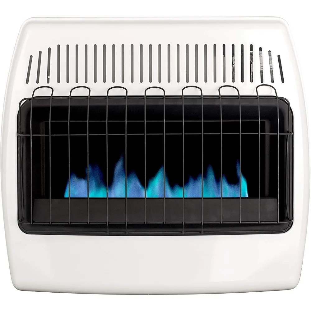 UTY 30,000 BTU Propane / Natural Gas Wall Heater for Indoor Use - Dual Fuel, Vent-Free, White, 28 x 11 x 24 inches