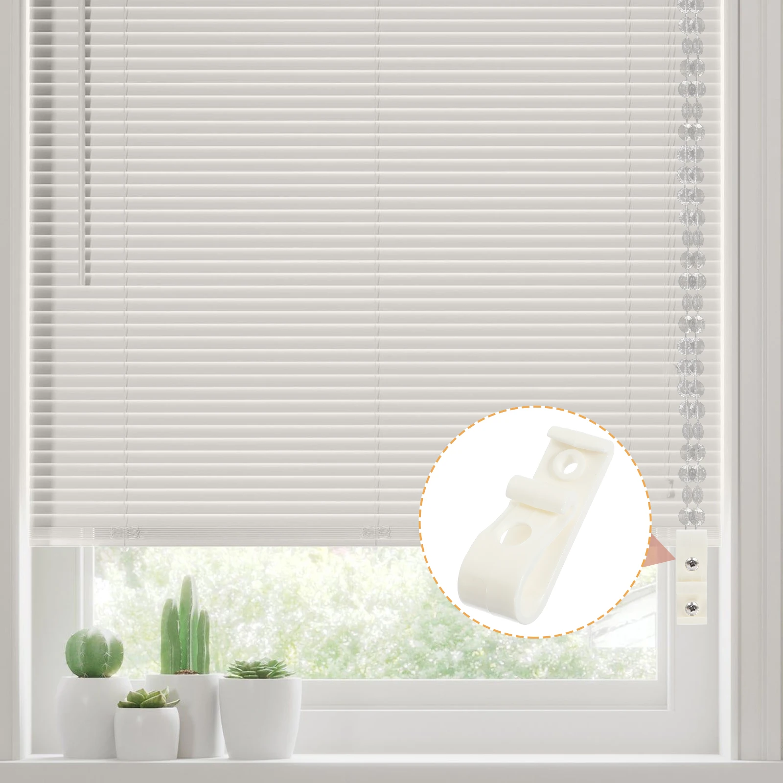 

8Pcs Roller Blind Clip Safety Hook High Grade Plastic Double Hole Fixation for Vertical Roman Shade Curtain Chain Holder