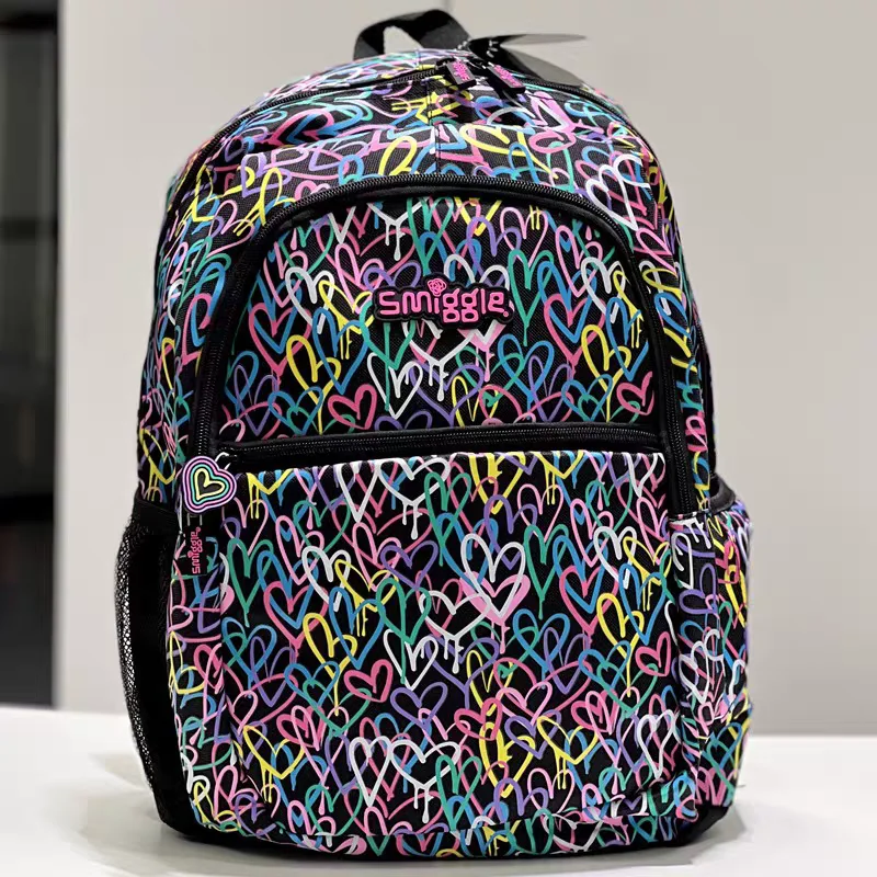 

Australian Smiggle Black Colored Graffiti Love Student Backpack Children'S Stationery Backpack Water Bottle Student Gift