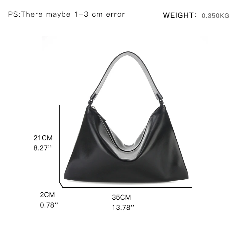 MABULA Black Genuine Cow Leather Envelope Hobos Handbag High Quality Women Underarm Shoulder Bag Ladies Fashion Work Brief Case