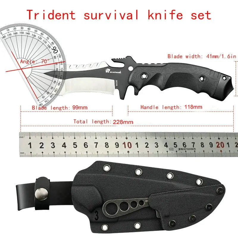 Hx Outdoors DC53 Survival Tactical Knife,Hunting Knives,FullTang Rescue Knife ,Camping Tool 61Hrc G10 Handle Kydex Dropshipping