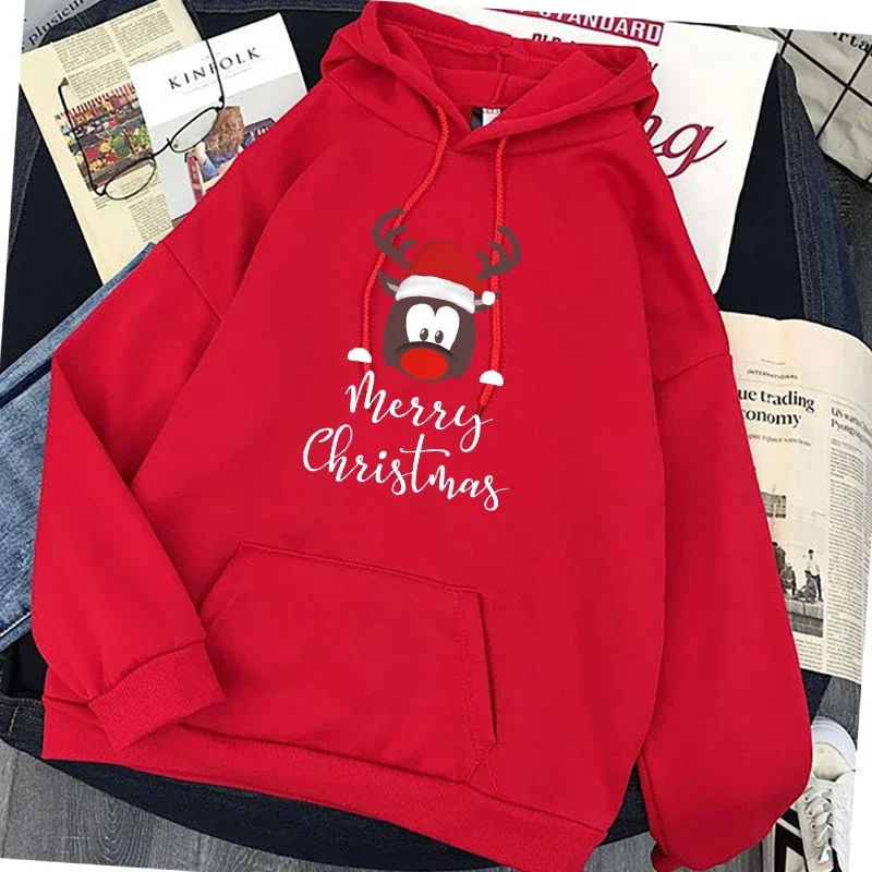 DROPSHIP Womens Christmas Hoodies Fashion Santa Claus Printed Women Cartoon Reindeer Funny Printed Oversized Sweatshirt  Female