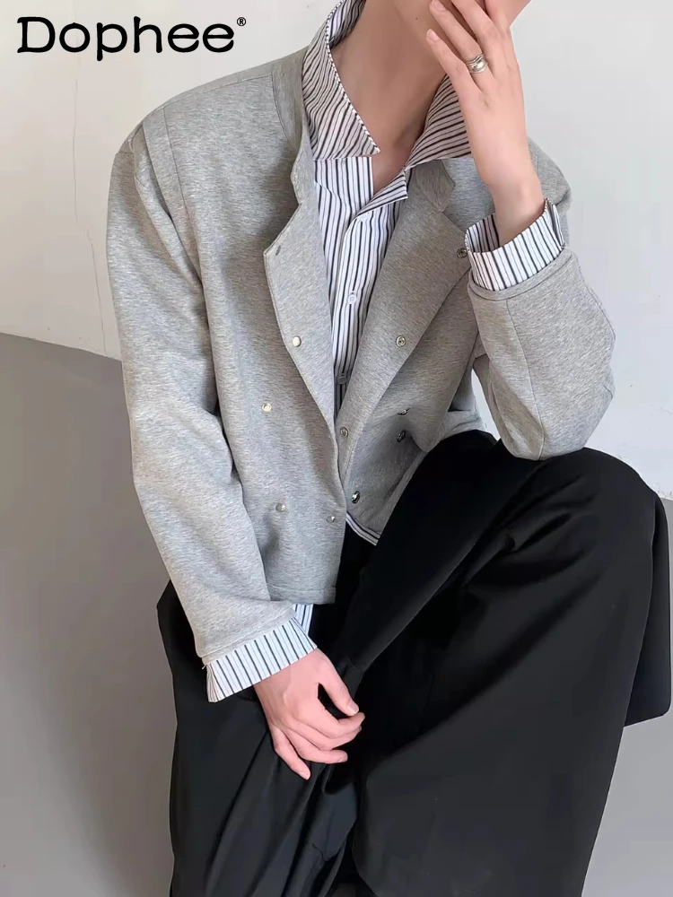 

Men's 2026 Spring New Long Sleeve Color Matching Jackets Male Loose Comfort Tops Men's Stylish Handsome Simple Unique Jackets