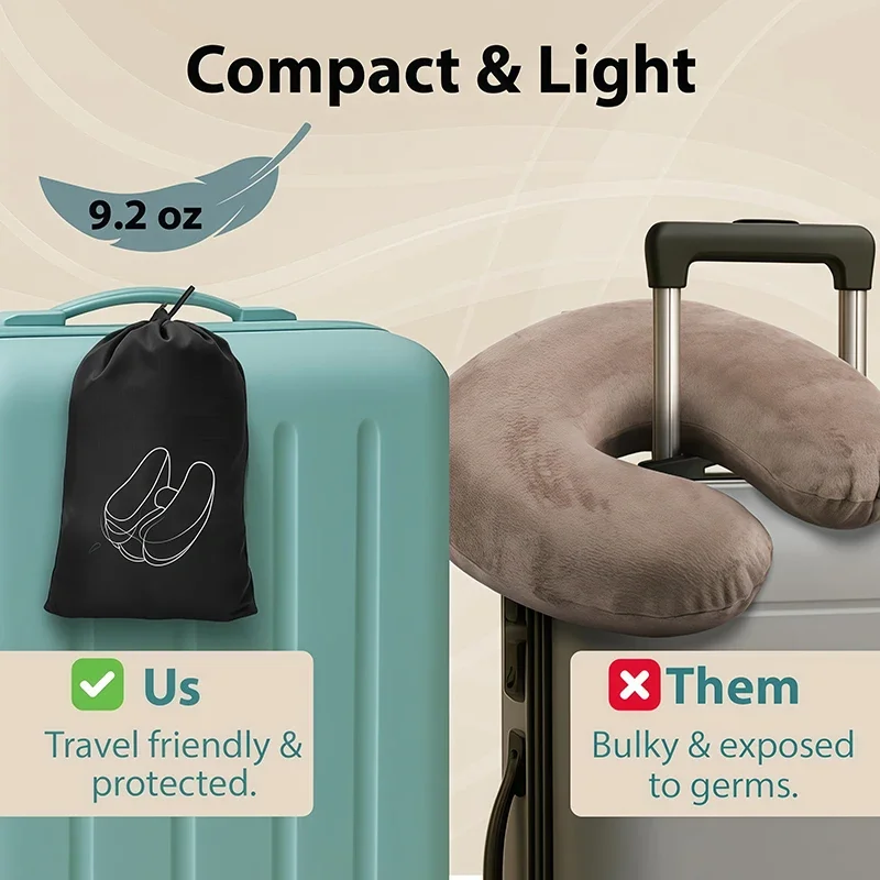 Portable Inflatable Travel Neck Pillow,U‑Shape Head Rest Pillow for Car Home Flight Sleeping,Provide Head Neck Support Rest