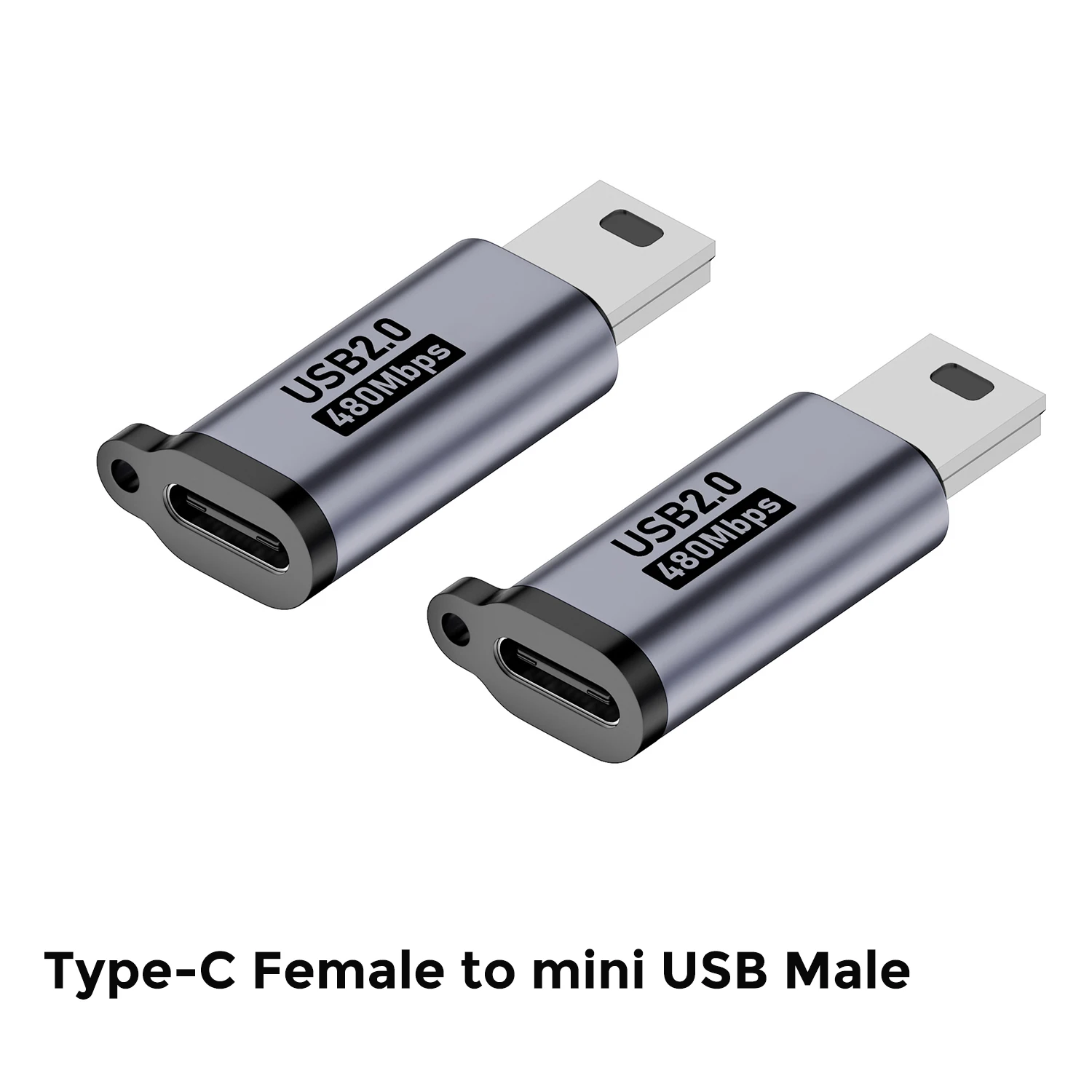 USB-C-Buchse auf Mini-USB-Stecker Adapter, Micro-USB auf USB-C Adapter, 480Mbps Datenübertragung, Schnelllade-Konverter für Telefon