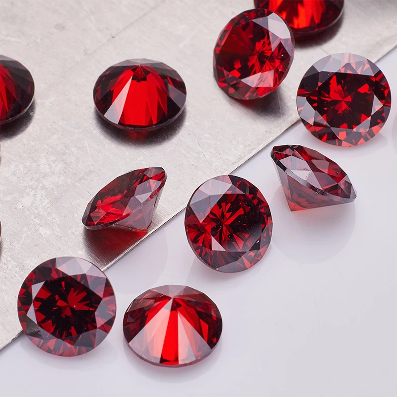 Garnet Color 5A 3.0-15.0MM VVS1 Cubic Zirconia Round Cut Loose Gemstone For DIY Jewelry Ring Making Factory Wholesale Price