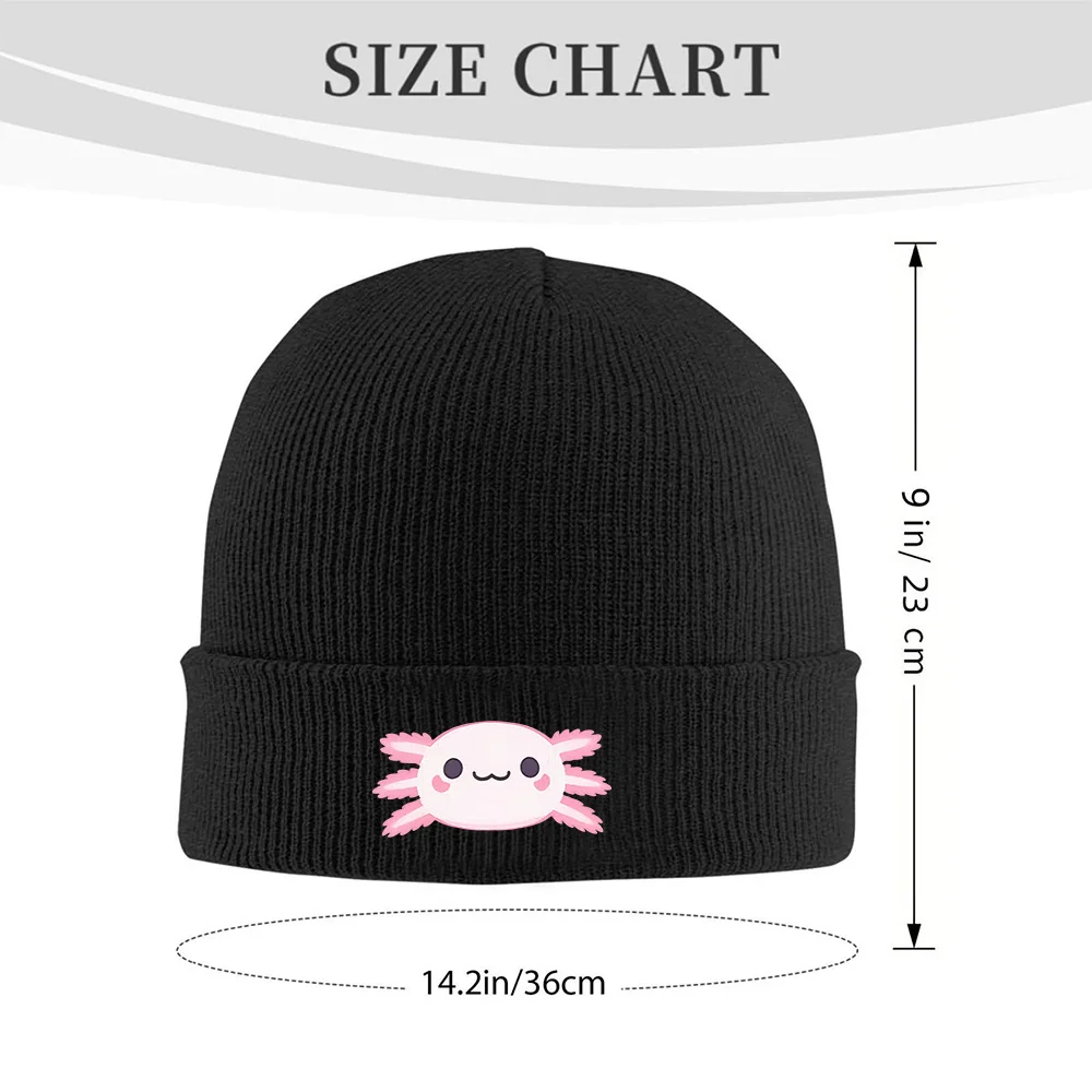 Cute Axolotl Print Unisex Thermal Knitted Beanie Hat Soft Warm Winter Skull Cap for Outdoor Casual Wear
