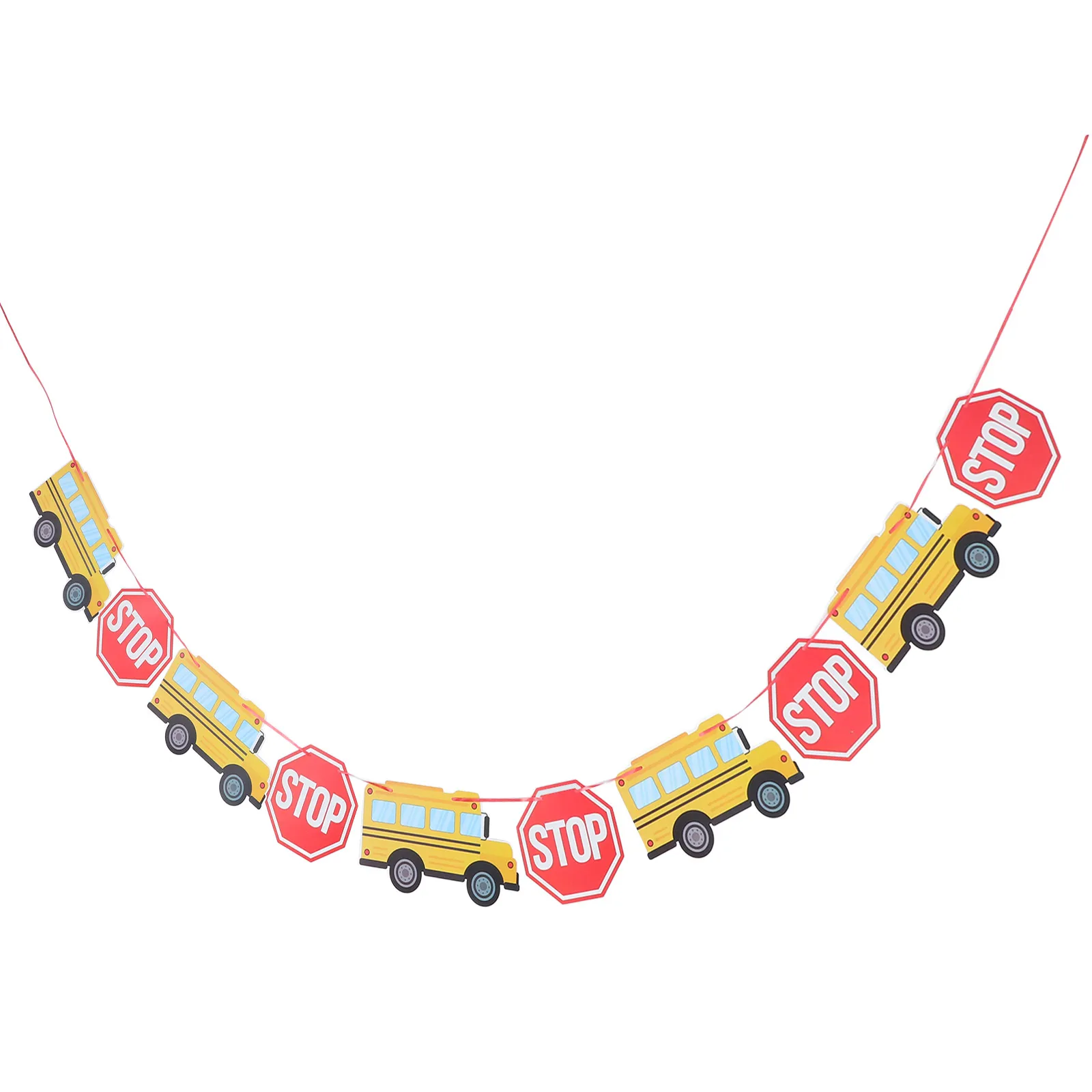 

Back to School Banner Classroom Decoration Bus Spirals Pull Flag Paper Bulletin Board Preschool Hallway DIY Art Tool Kids