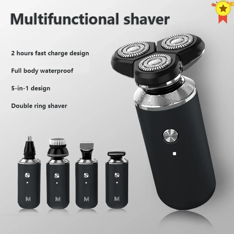 

Rechargeable 5 in 1 Electric Shaver Grooming Kit - Beard Trimmer Razor - Wet Dry Bald Shaving Machine