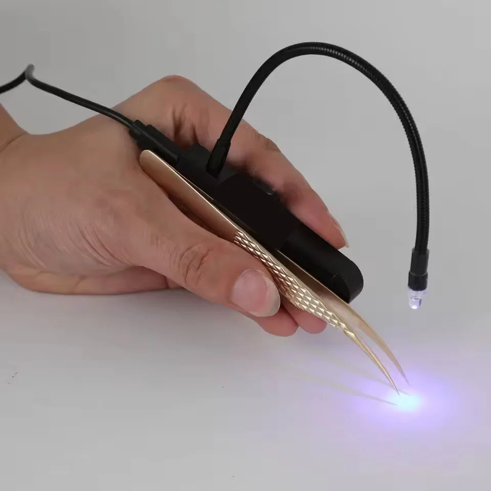 

Eyelash Tweezers Led UV Eyelash Extension Light Lamp UV Lash Extension Glue Light With Tweezers UV Lamp Eyelash 1/2 bottle glue
