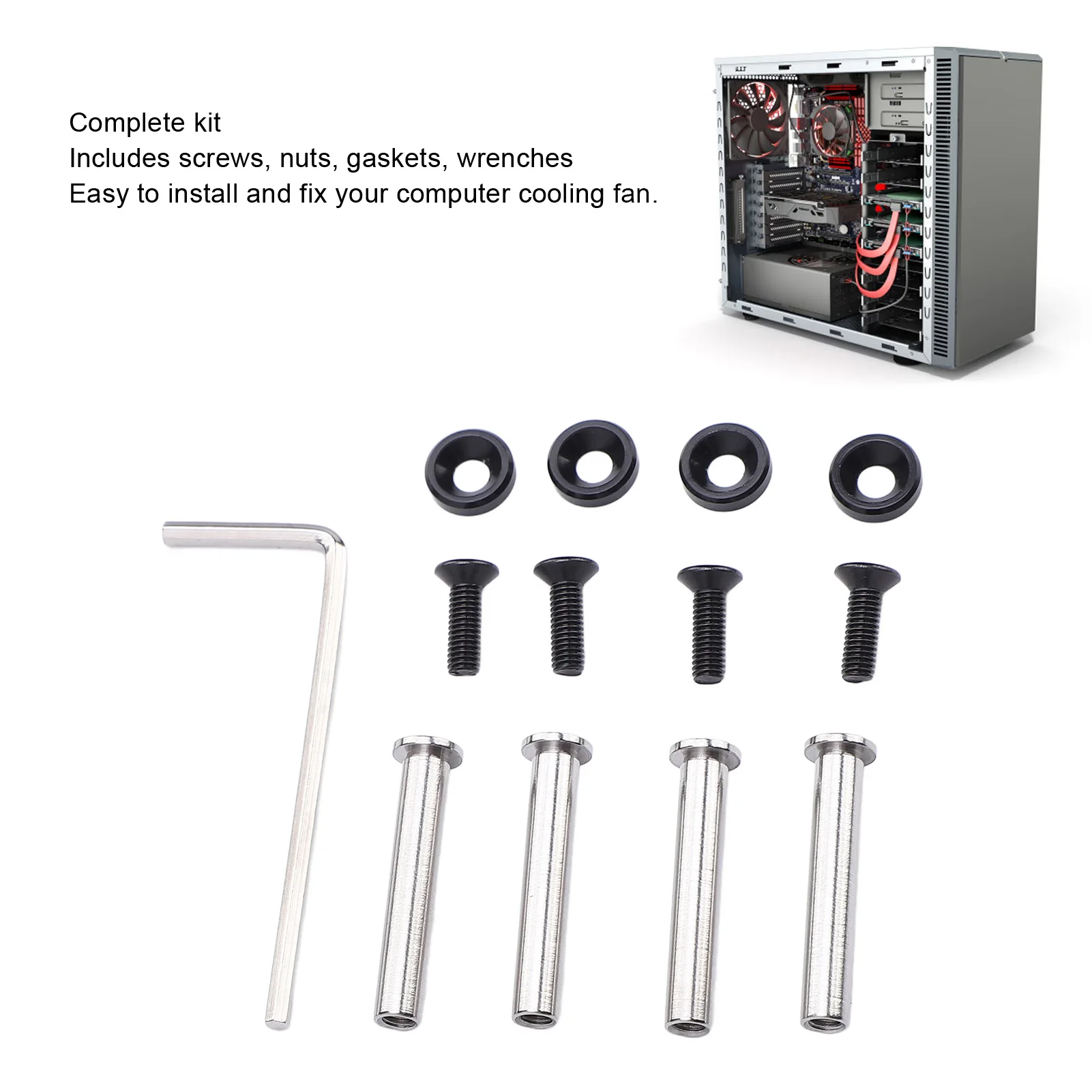 وحدة المعالجة المركزية مروحة المسمار عدة حالة الكمبيوتر مروحة مسامير اللون أنودة وحدة المعالجة المركزية مروحة مسامير الكمبيوتر مروحة التبريد جبل مسامير كيت مع غسالات