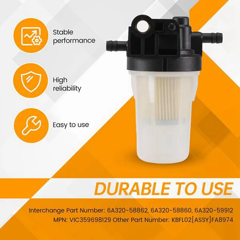 For Kubota Fuel Filter Assembly B2320 B2410 L2800 L3400 LX2610HSD M5640SU RTV-X1100CR RTV-X900G RTV900W