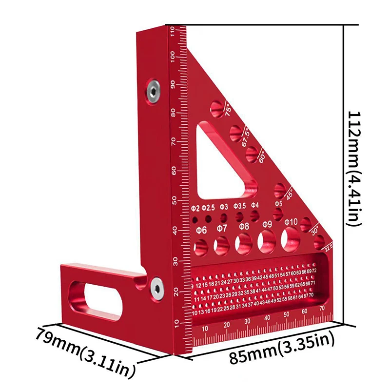 For Engineer Carpenter Measuring Tool Woodworking Square Protractor Multi-Angle Measuring Ruler Aluminum Triangular Ruler