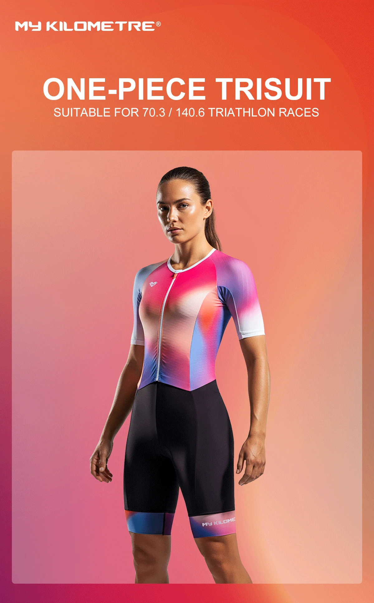 Damen-Triathlon-Anzug Kurzarm Professioneller Schnelltrocknender Triathlon-Set Schwimmen Einteiliger Tri-Anzug Fahrrad Laufen – Detail 1