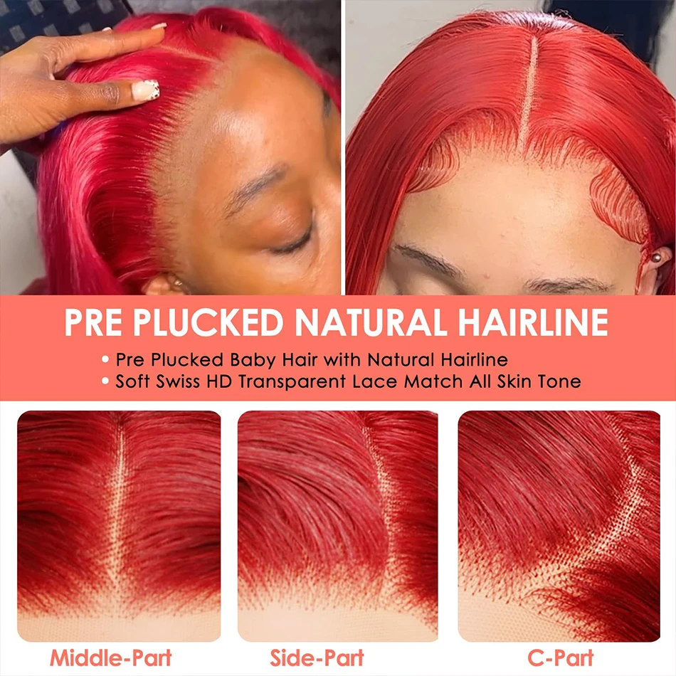 30 40 بوصة الساخن الأحمر 13x4 Hd الدانتيل الباروكات الأمامية باروكة من شعر طبيعي البرازيلي الأحمر اللون الجسم موجة 13x6 الدانتيل شعر مستعار أمامي للنساء السود #4