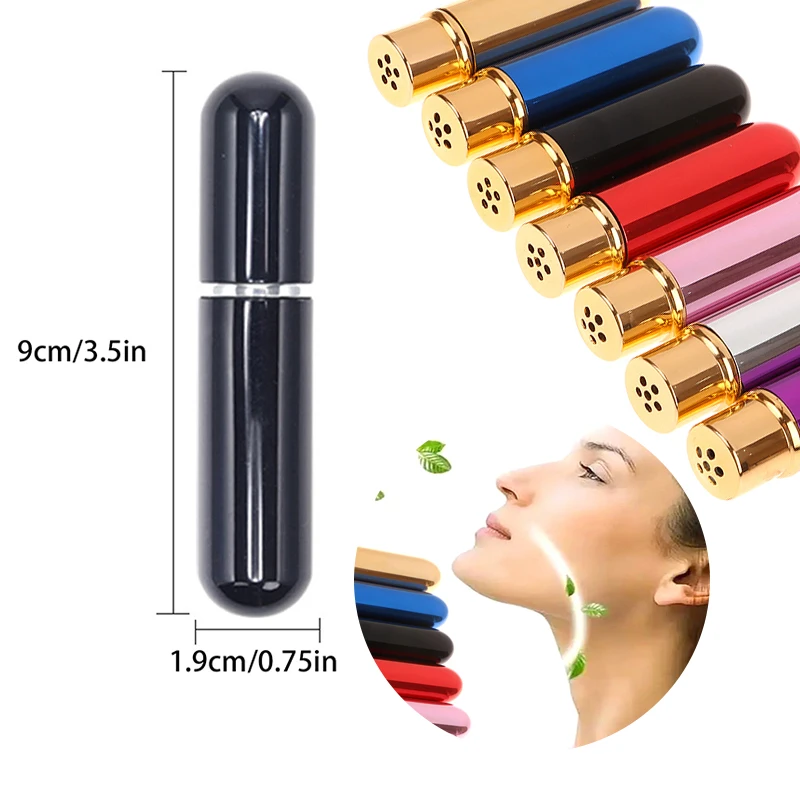 1*Cotton Wicks Nasal Inhalers For Essential Oils Aromatherapy Blank Aluminum Tubes 5ml Refillable Bottles With Replacement Wicks