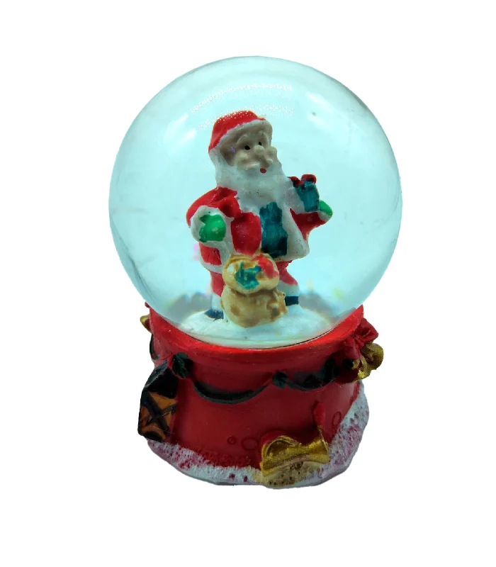 Tradineur Christmas crystal balls with Santa Claus-made of resin and crystal-Christmas decoration for holiday season-Ø 4