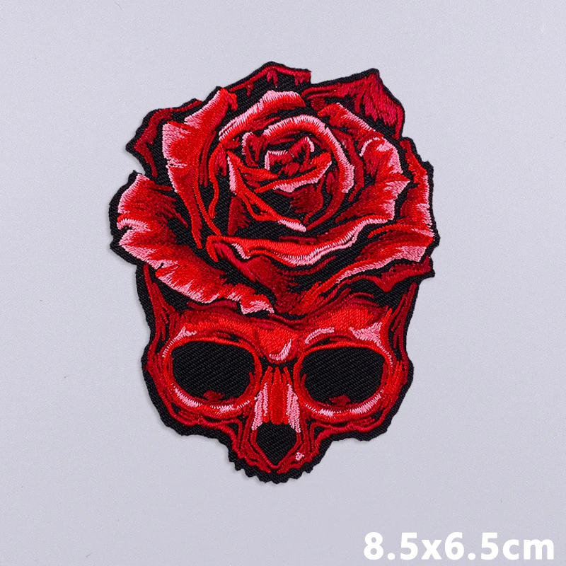 Horror Patch Punk Skull Embroidery Patch Iron On Patches For Clothing Thermoadhesive Patches On Clothes Sewing/Fusible Applique