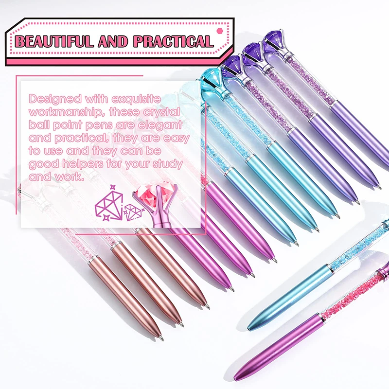 큰 다이아몬드 플라스틱 볼펜, 아름다운 크리스탈 노벨티 펜, 새로운 디자인, 40 개