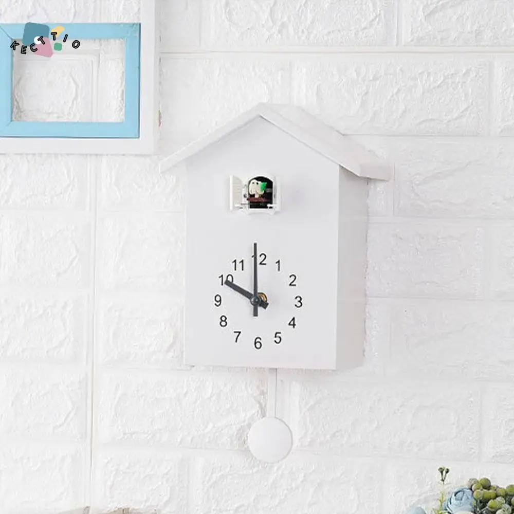 

Creative With Clock Pendulum Cuckoo Wall Clock Accurate Plastic Bird House Clock Silent Battery Powered Wall Art Home Decor