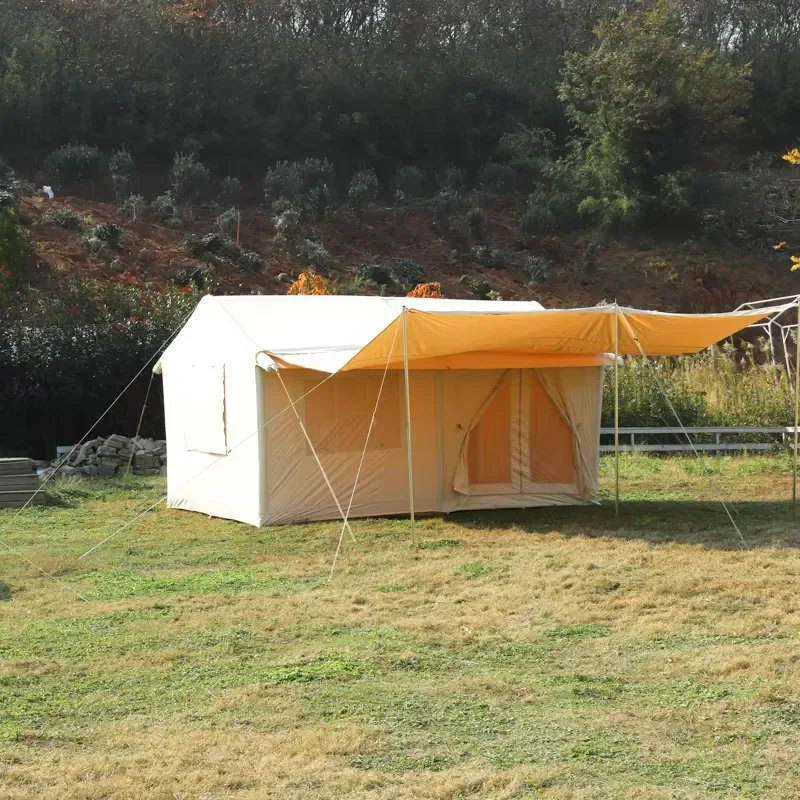 Outdoor Camping Inflatable Tent Free Build Multi-Person Portable Rainproof Tourism Two Rooms Two Halls 3x4x2.35M Four-Season
