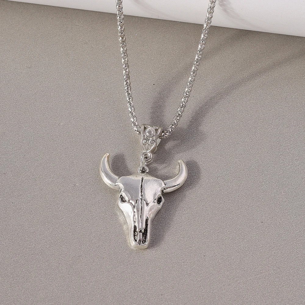 Aihua Klassische Eid Al-Adha Bull Kopf Halskette für Frauen Männer Einfache Edelstahl Lange Kette Halskette Hip Hop Street Dance schmuck – Detail 4