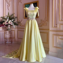 Thinyfull 2024 Formal A-Line Prom Evening Dresses Sleeveless Appliques Satin Party Dress Women Cocktail Gowns Saudi Arabia Dubai