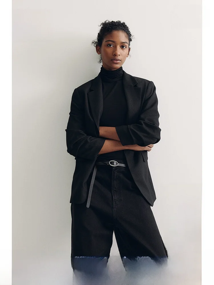 

Весенний женский костюм HM2026 без пуговиц, с плиссированным рукавом, приталенный, для повседневной носки, из полиэстера, для офиса