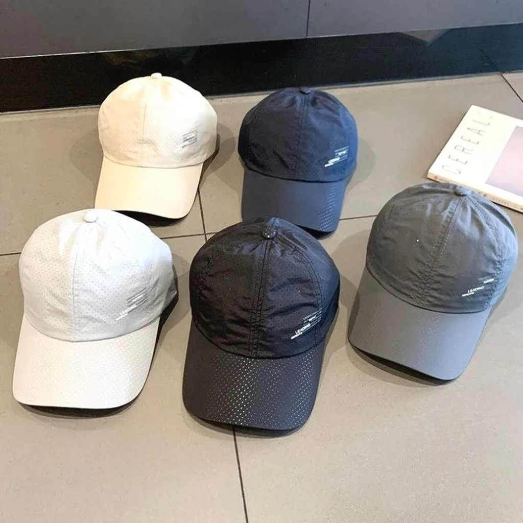 Polyester Sun Cap Adjustable Mesh Sun Hat Quick Dry Cap Quick Dry Men'S Baseball Cap For Casual Outings Running Summer Wear