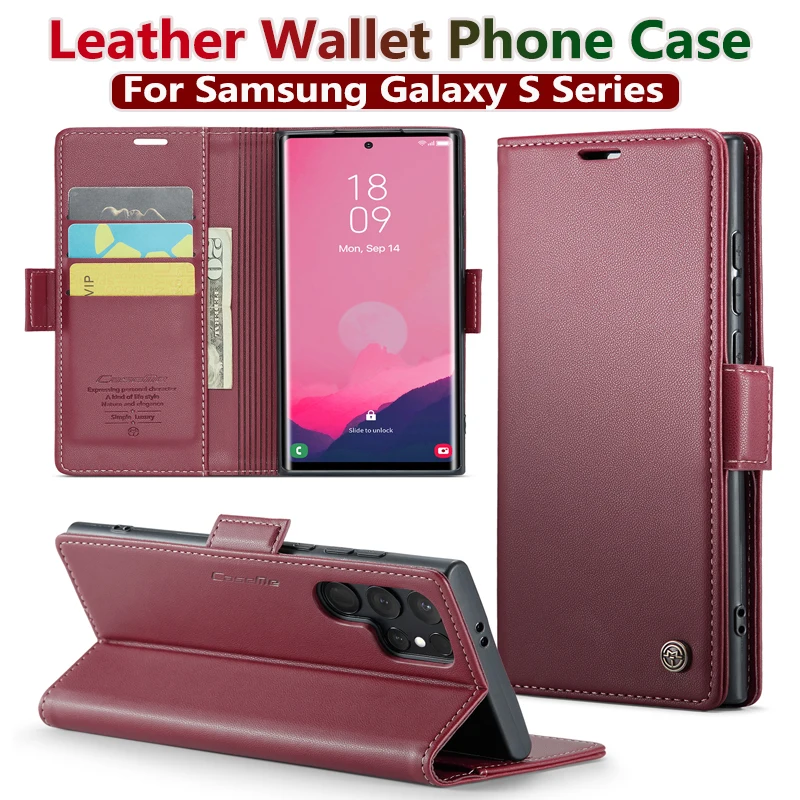 Funda S24 Ultra para Samsung S25 Ultra S23, funda con tapa tipo billetera de cuero de negocios de lujo para Samsung Galaxy S22 S21 Note10 20 Herder