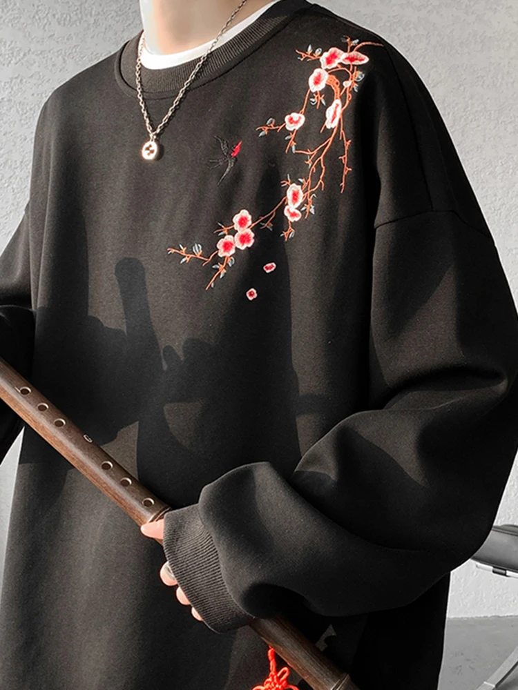 

Свободный свитшот с круглым вырезом и вышивкой, мужской, весенне-осенний, модный, брендовый, повседневный топ, новая куртка в китайском национальном стиле, ретро-куртка