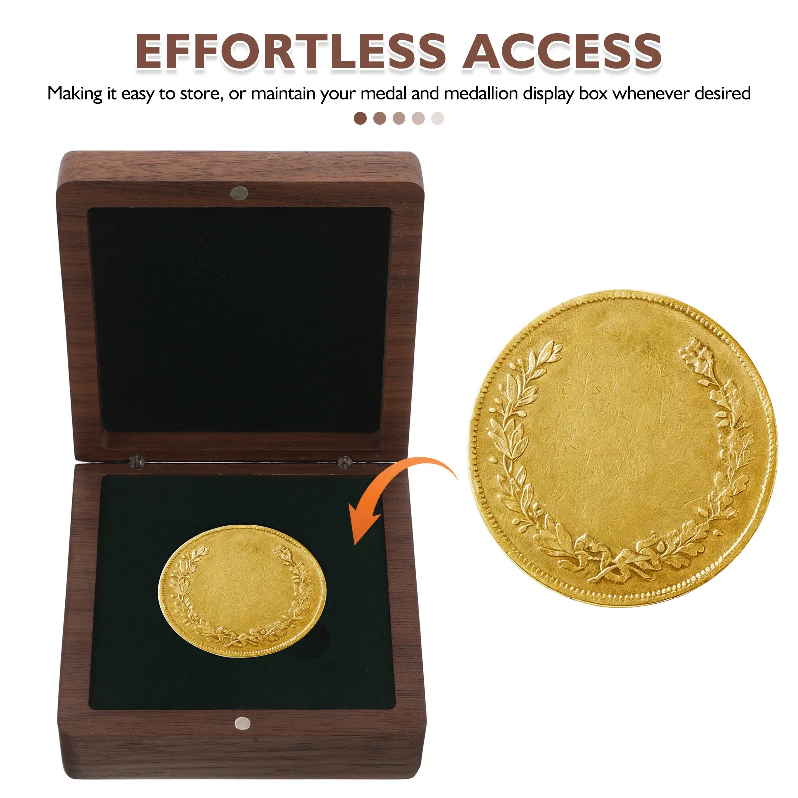 Wooden Display Box for 90Mm Challenge Hinged Flip Lid Keepsake Storage Case Medal Presentation Gift Box